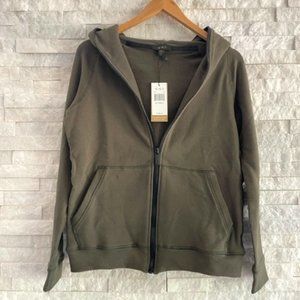 NWT ALALA Full Zip Up Hoodie Army XS Olive Green Hooded Sweatshirt Retail $165